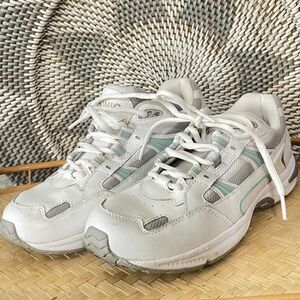 Vionic Walker Classic White Aqua Leather Walking Shoes Size 8.5
